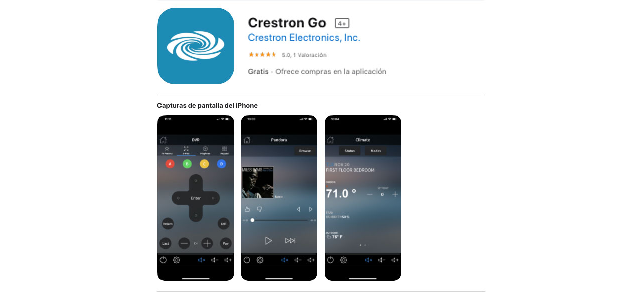 Crestron App – Aviso importante atención al cliente