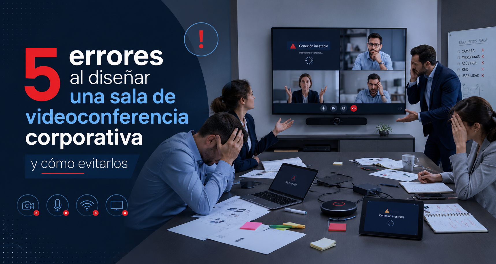 5 errores al diseñar una sala de videoconferencia corporativa y cómo evitarlos